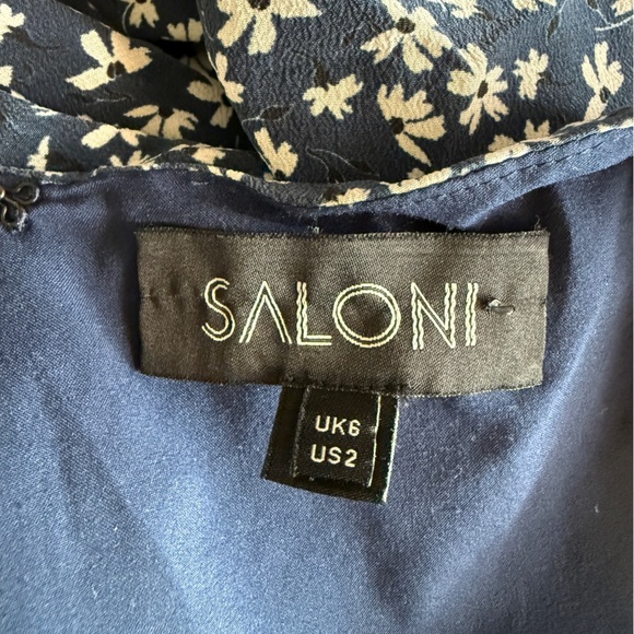 SALONI Colette Silk Navy Mini Dress Size US 2 - Picture 9 of 13